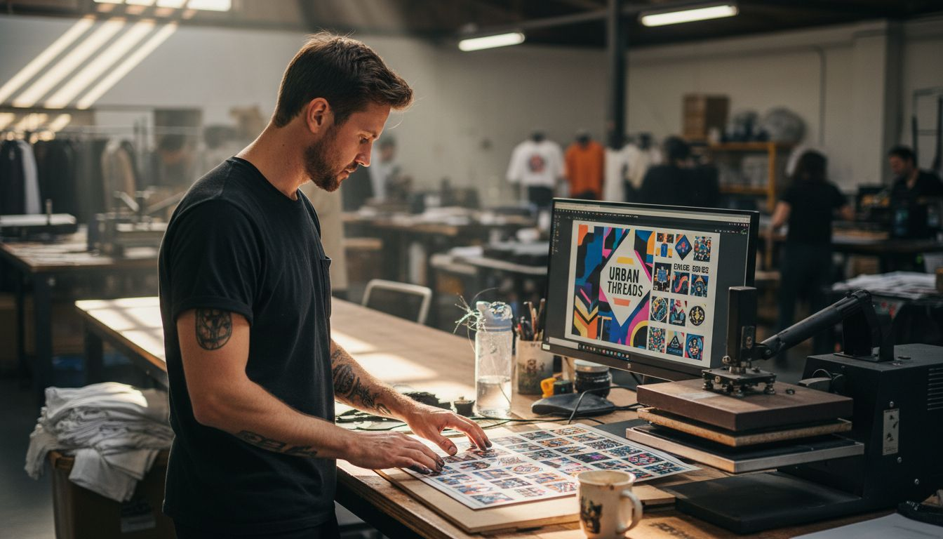 Designer checks DTF print workflow step