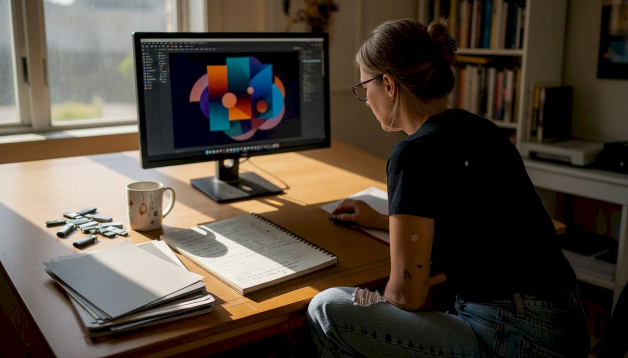Designer reviewing DTF artwork for print