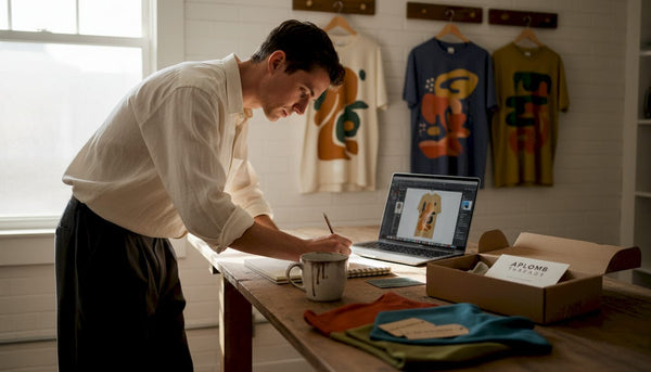 Apparel designer sketching in home studio workspace
