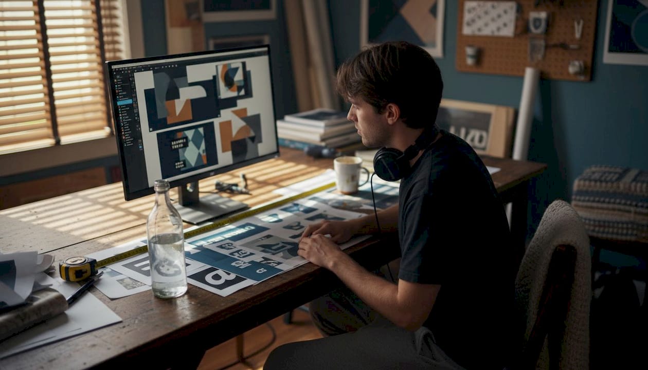 Designer working on gang sheet creation