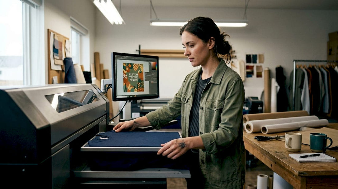 Apparel studio digital printing process scene