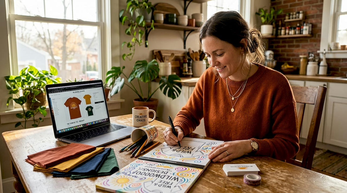 Small business owner designs custom merchandise