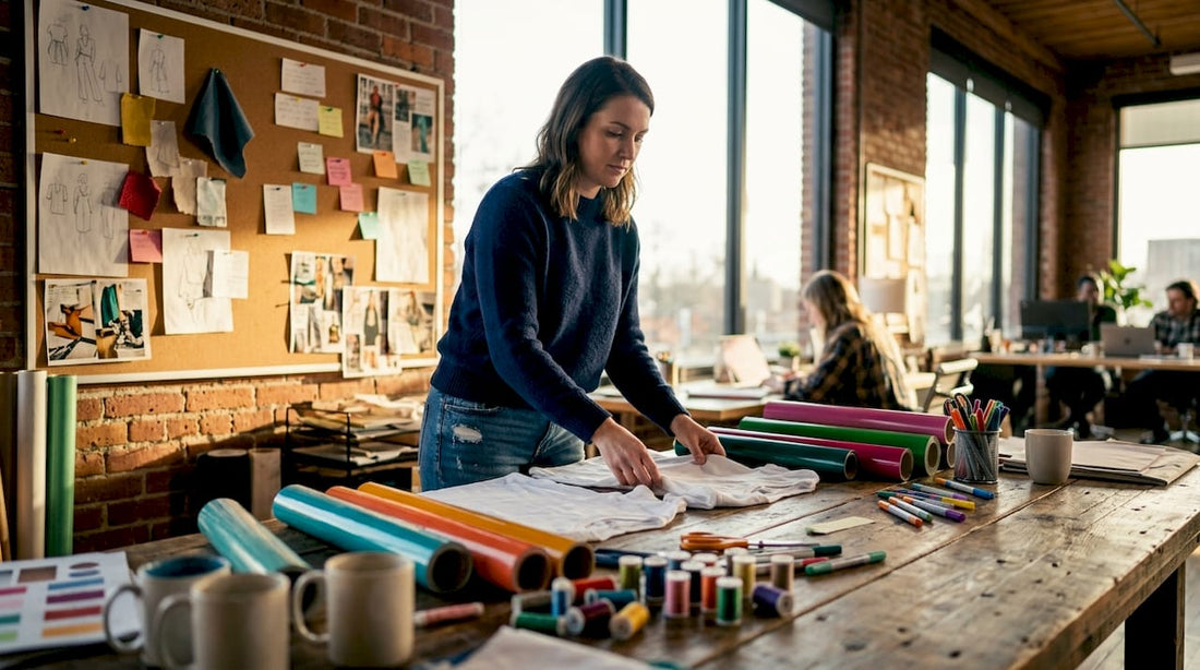 Designer working in apparel customization studio