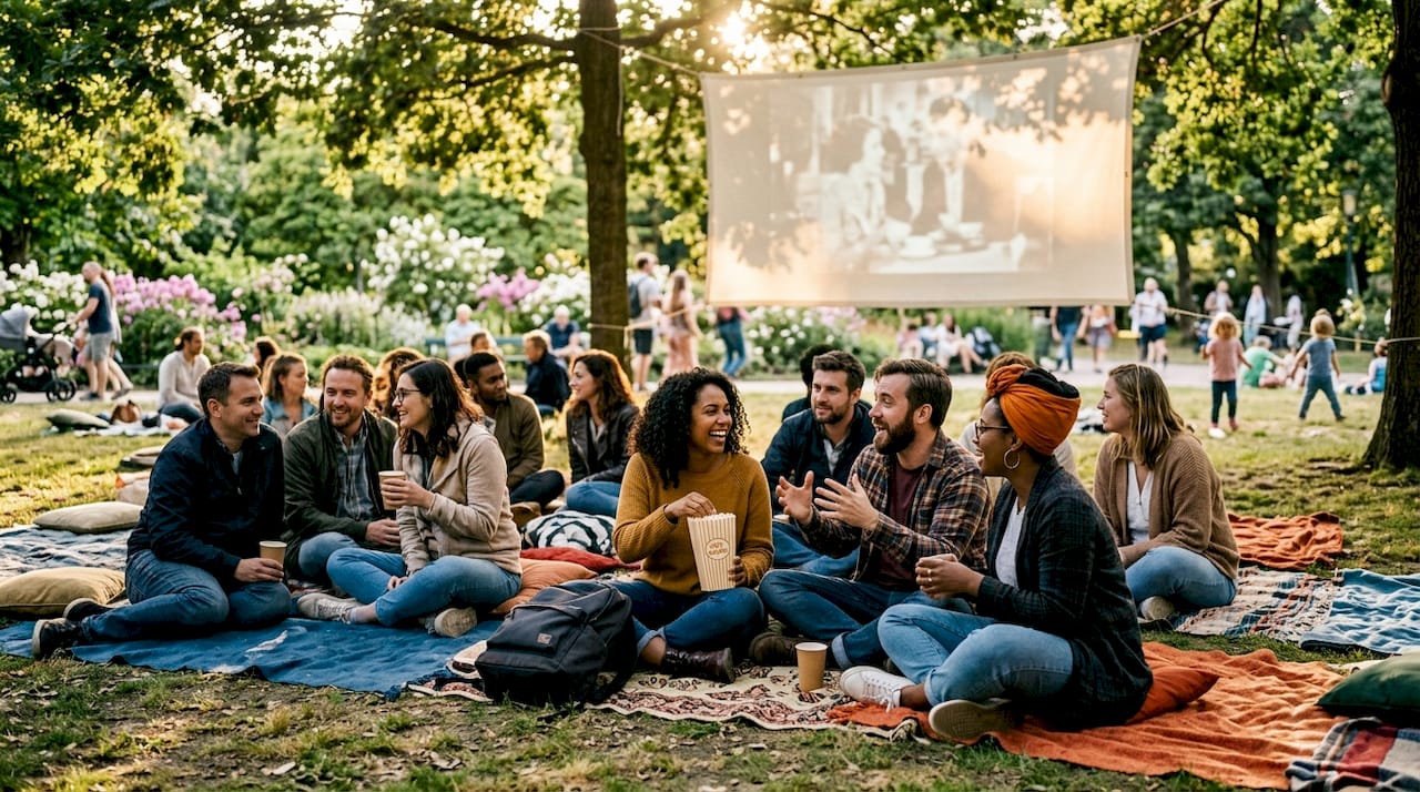 Audience watching specialty film in indie theater