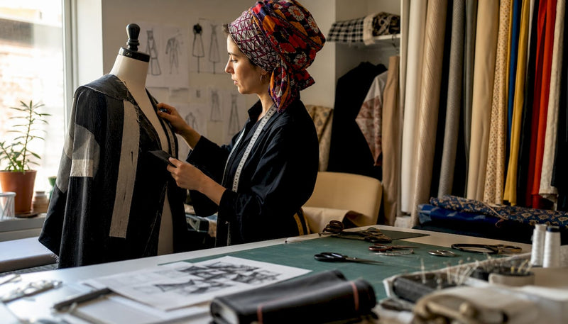 Fashion designer working on garment prototype