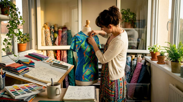 Designer working on performance fabric printing