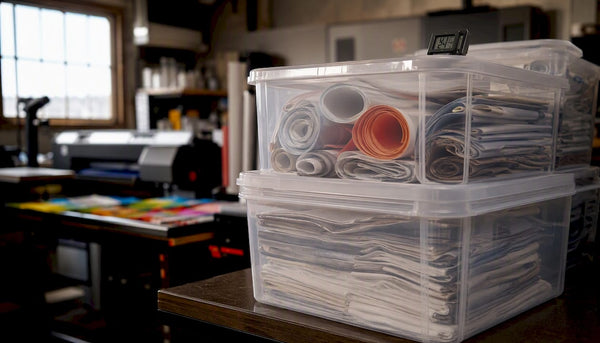 Storage bins with DTF transfers and hygrometer