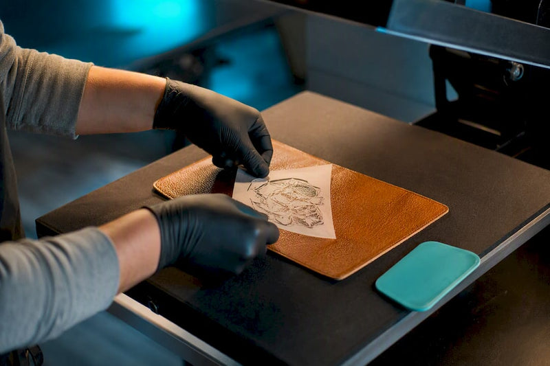 Applying a DTF transfer to leather