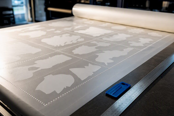 DTF film layout with measured spacing