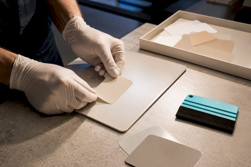 Testing adhesive vinyl on a plastic panel