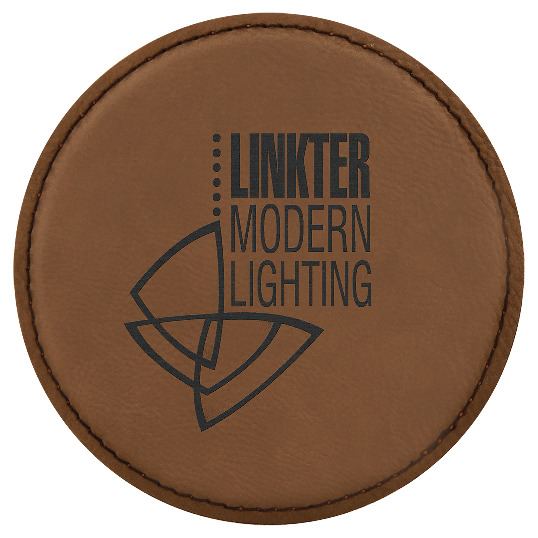Dark Brown 4" Round Laserable Leatherette Coaster