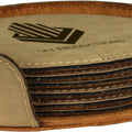 4" Light Brown Laserable Leatherette 6-Coaster Set