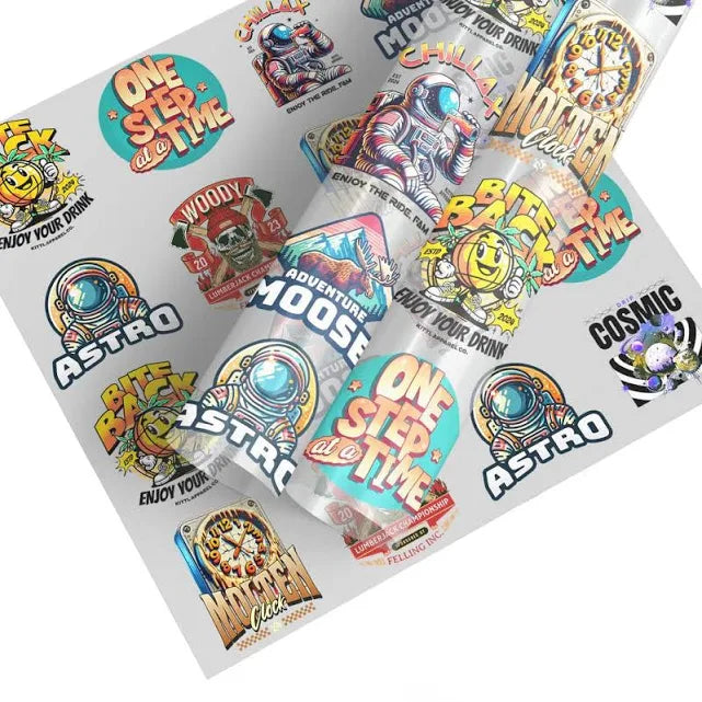 Custom UV DTF Gang Sheets – Waterproof Stickers for Cups, Glass, Packaging & Hard Surfaces (Fast Shipping)